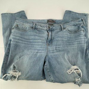 Torrid Jeans 22R Womens Plus Boyfriend Straight Vintage Stretch Distressed Denim